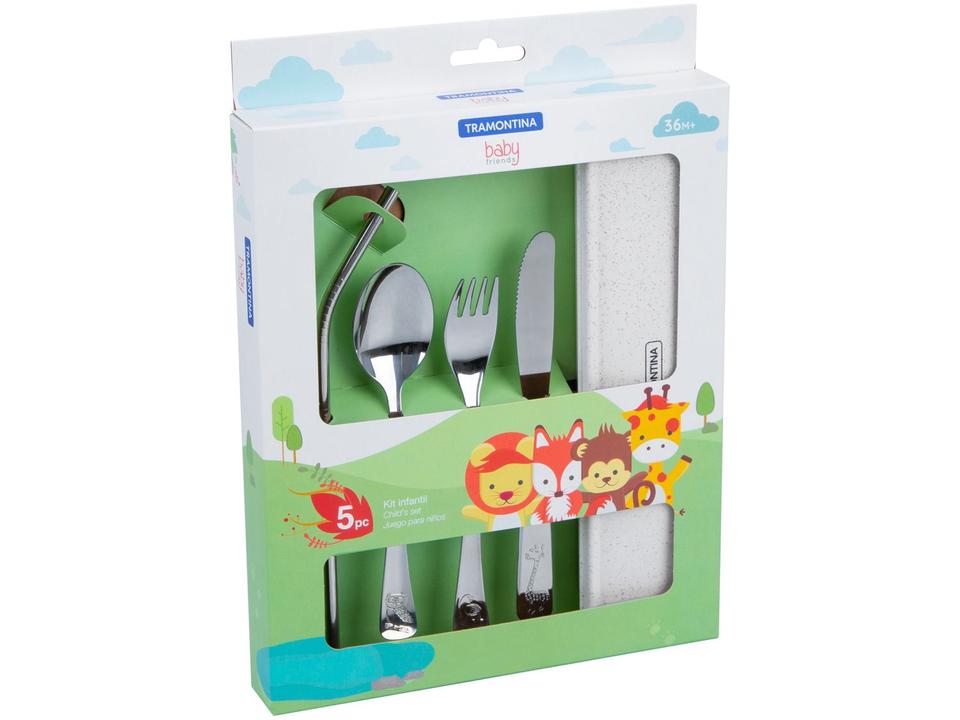 Kit Talher Infantil Tramontina Animais Baby Friends Inox 5 Peças - 4