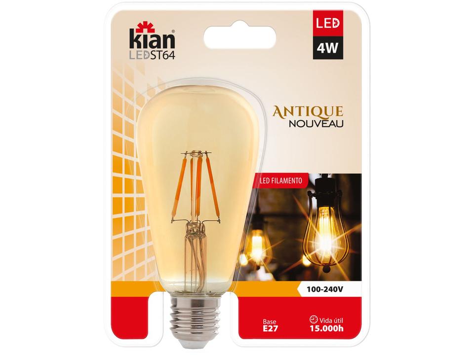 Lâmpada de LED Bulbo Kian E27 Âmbar 4W 2200K - ST64 Antique Nouveau - 4