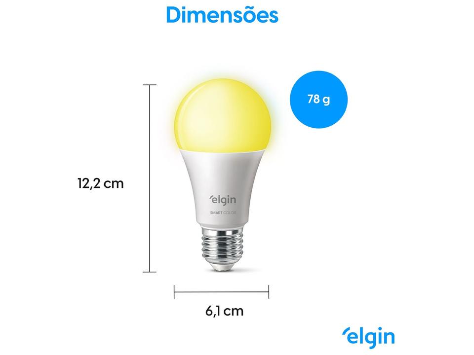 Lâmpada Smart Wi-Fi Elgin Smart Color Bulbo LED - 11