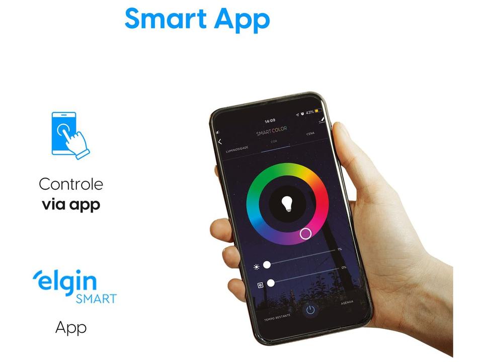 Lâmpada Smart Wi-Fi Elgin Smart Color Bulbo LED - 10