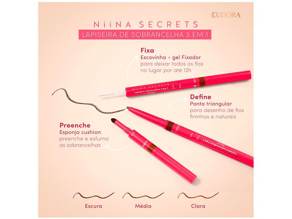 Lapiseira de Sobrancelhas Eudora Escura Niina Secrets 3 em 1 - 3