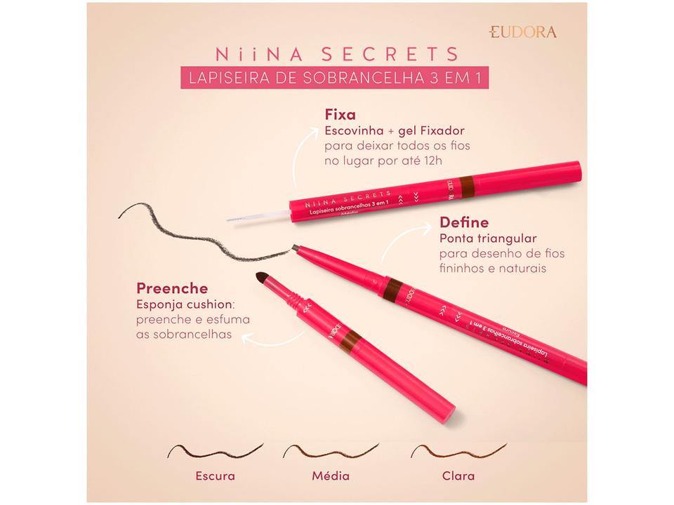 Lapiseira de Sobrancelhas Eudora Média Niina Secrets 3 em 1 - 3
