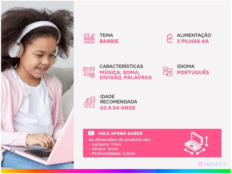 Laptop Infantil Barbie Musical - 1