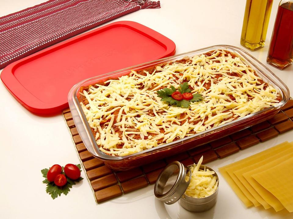 Lasanheira de Vidro Retangular 2,9L com Tampa Marinex - 1