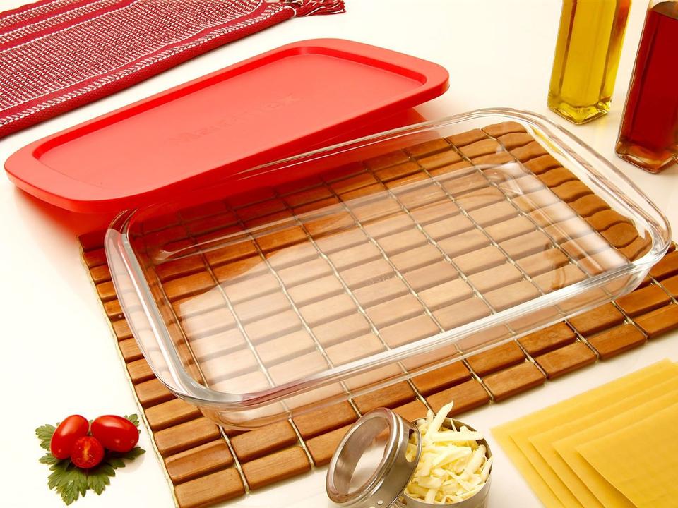 Lasanheira de Vidro Retangular 2,9L com Tampa Marinex - 2