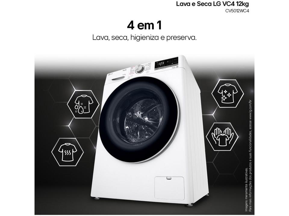 Lava e Seca LG 12kg Smart VC4 CV5012WC4 com - 7