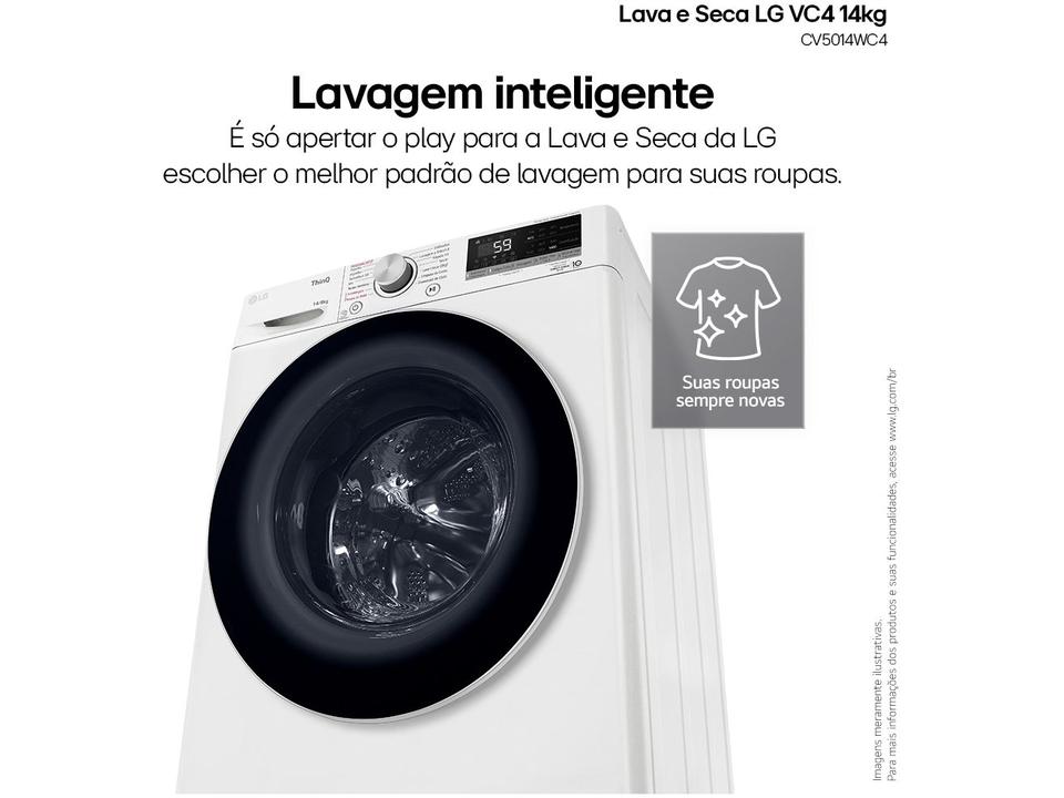 Lava e Seca LG 14kg Smart Smart VC4 CV5014WC4 com - Inteligência Artificial Água Quente e Fria Branca - 220 V - 4