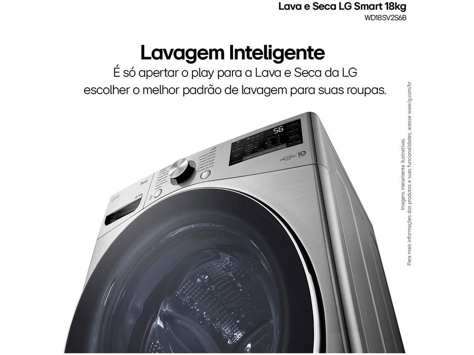 Lava e Seca LG 18kg WD18SV2S6B.ASSFBRS Água Fria Inox Look - 4