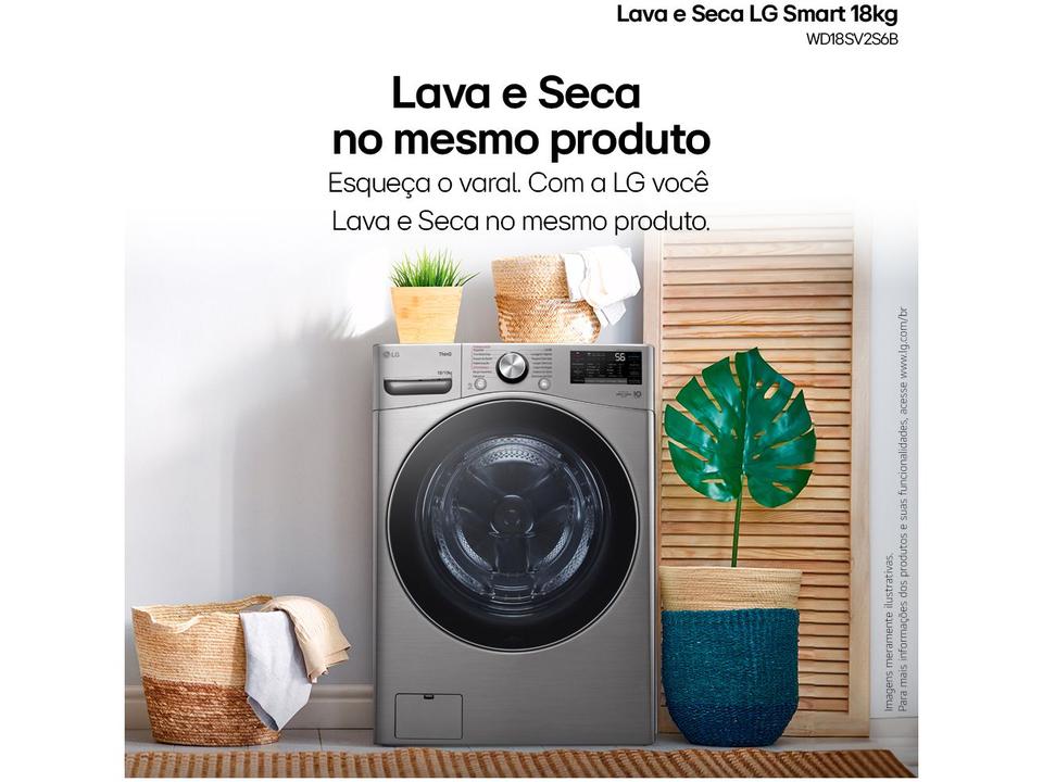 Lava e Seca LG 18kg WD18SV2S6B.ASSFBRS Água Fria Inox Look - 2