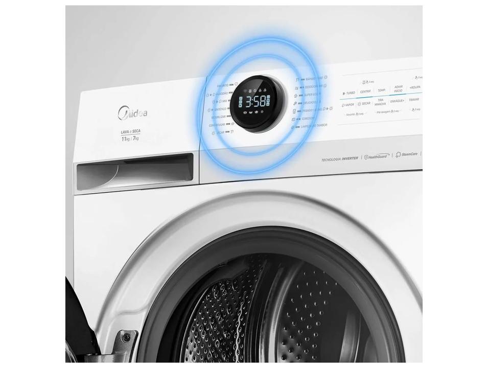 Lava e Seca Midea Slim 11kg HealthGuard Smart Inverter Água Fria e Quente Branca MF201D110WB/WK-01 - 6
