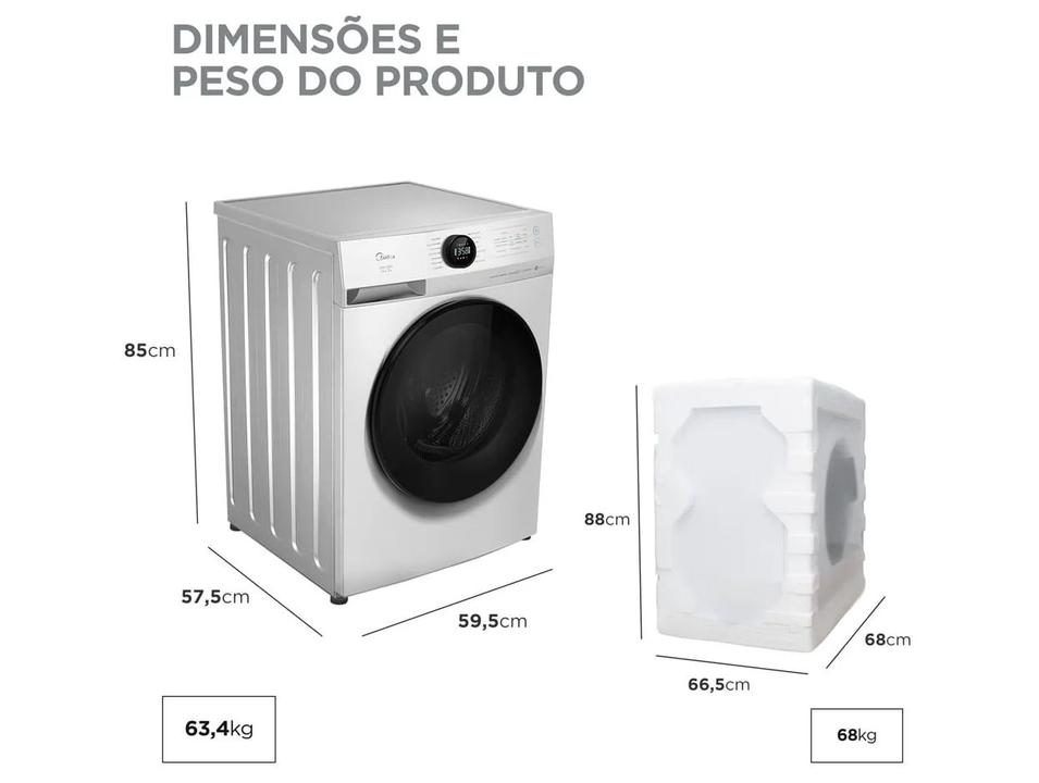 Lava e Seca Midea Slim 11kg HealthGuard Smart Inverter Água Fria e Quente Branca MF201D110WB/WK-01 - 9