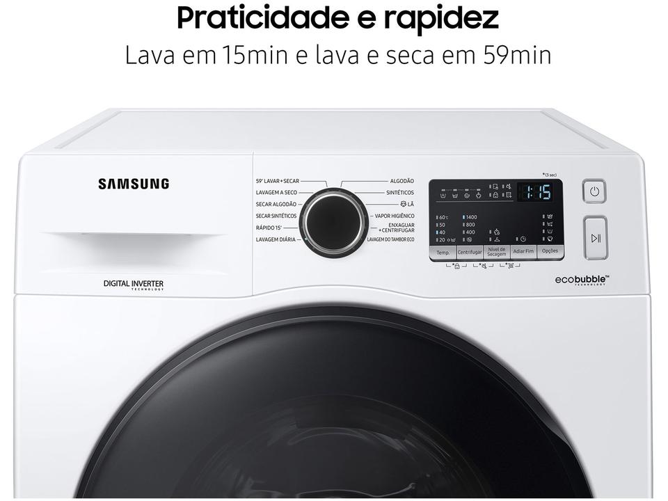 Lava e Seca Samsung 11kg Inverter 3 em 1 Água Quente e Fria Branca WD11A4453BW - 5
