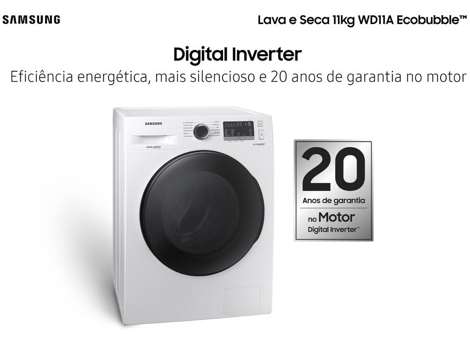 Lava e Seca Samsung 11kg Inverter 3 em 1 Água Quente e Fria Branca WD11A4453BW - 9