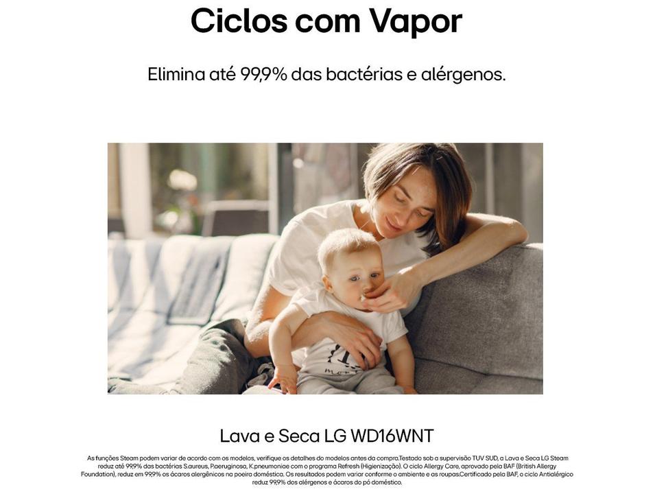 Lava e Seca Smart LG 16kg WD16GNT Motor Inverter Direct Drive Água Fria e Quente Black Inox - 4