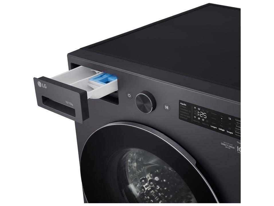 Lava e Seca Smart LG 16kg WD16GNT Motor Inverter Direct Drive Água Fria e Quente Black Inox - 14