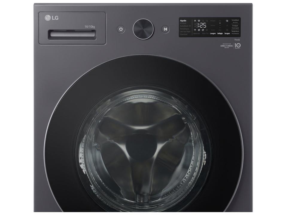 Lava e Seca Smart LG 16kg WD16GNT Motor Inverter Direct Drive Água Fria e Quente Black Inox - 16