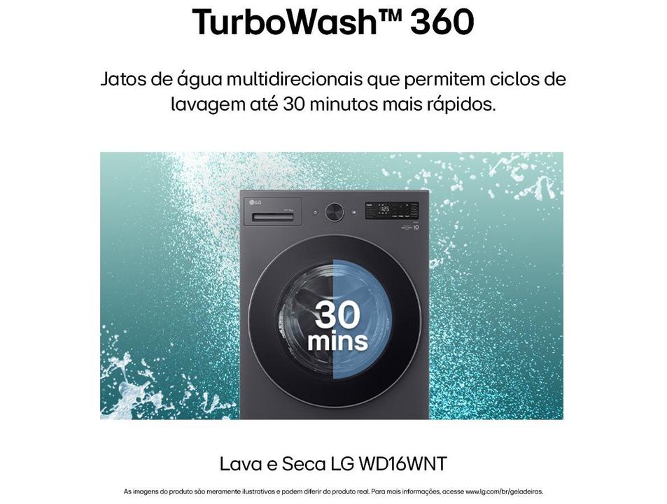 Lava e Seca Smart LG 16kg WD16GNT Motor Inverter Direct Drive Água Fria e Quente Black Inox - 5