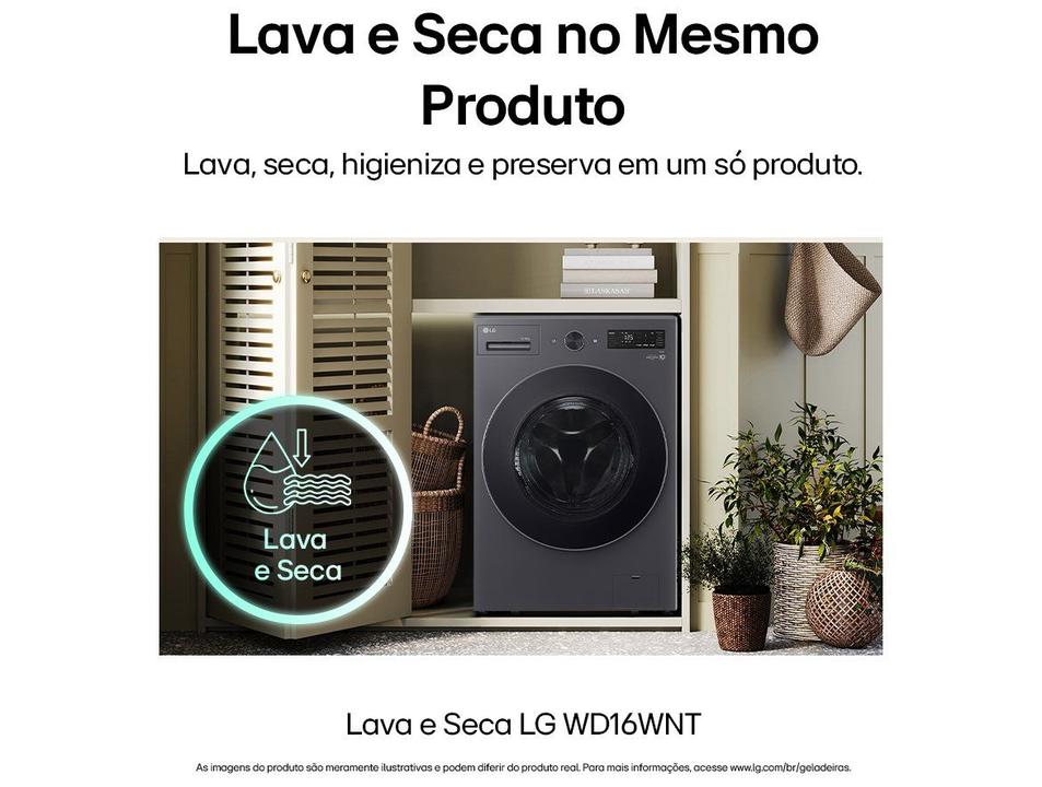 Lava e Seca Smart LG 16kg WD16GNT Motor Inverter Direct Drive Água Fria e Quente Black Inox - 1