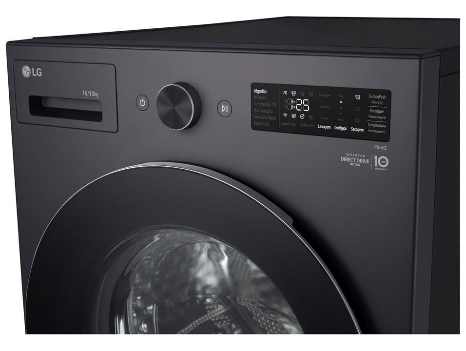 Lava e Seca Smart LG 16kg WD16GNT Motor Inverter Direct Drive Água Fria e Quente Black Inox - 19