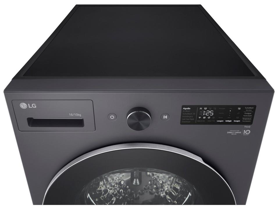 Lava e Seca Smart LG 16kg WD16GNT Motor Inverter Direct Drive Água Fria e Quente Black Inox - 17