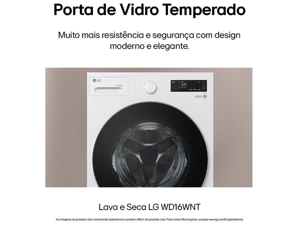 Lava e Seca Smart LG 16kg WD16WNT Inverter Smart Água Fria e Quente Branca - 9