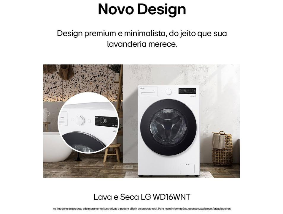 Lava e Seca Smart LG 16kg WD16WNT Inverter Smart Água Fria e Quente Branca - 6