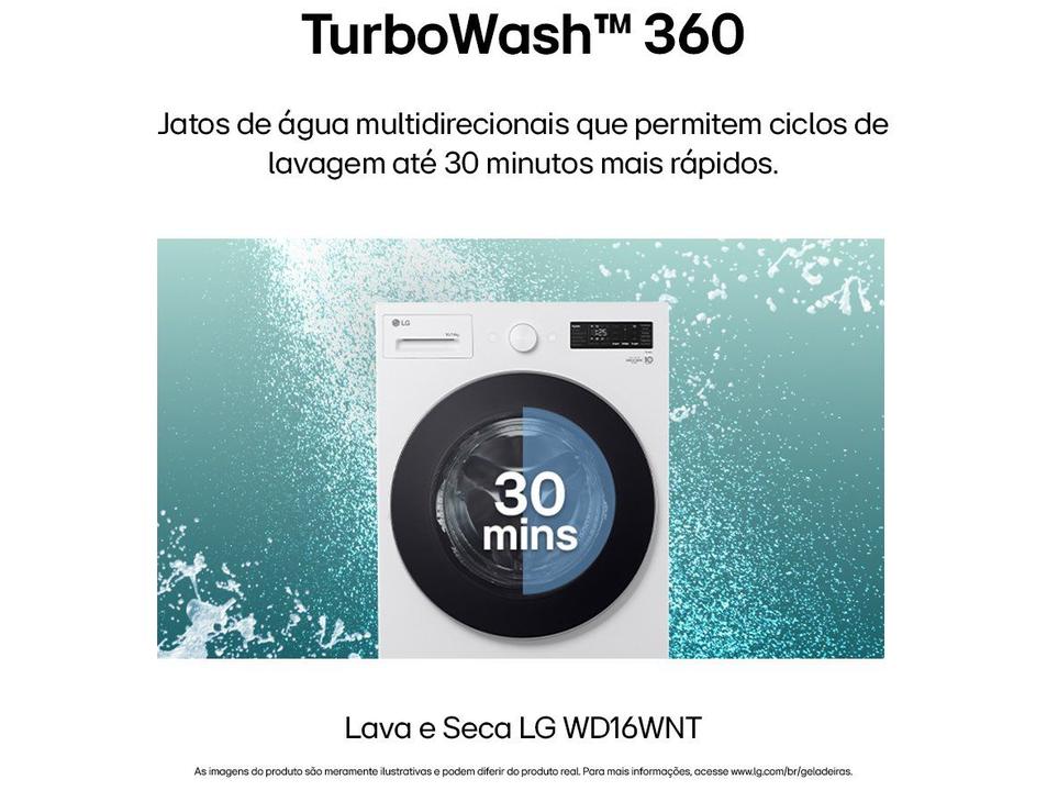 Lava e Seca Smart LG 16kg WD16WNT Inverter Smart Água Fria e Quente Branca - 5