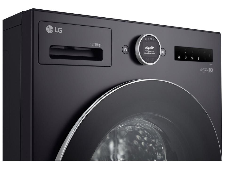 Lava e Seca Smart LG 18kg WD18GNT Motor Inverter Direct Drive Água Fria e Quente Black Inox - 18