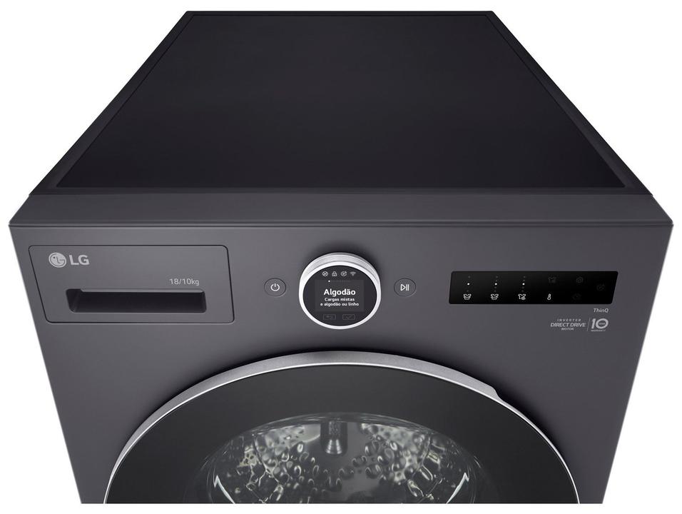 Lava e Seca Smart LG 18kg WD18GNT Motor Inverter Direct Drive Água Fria e Quente Black Inox - 19