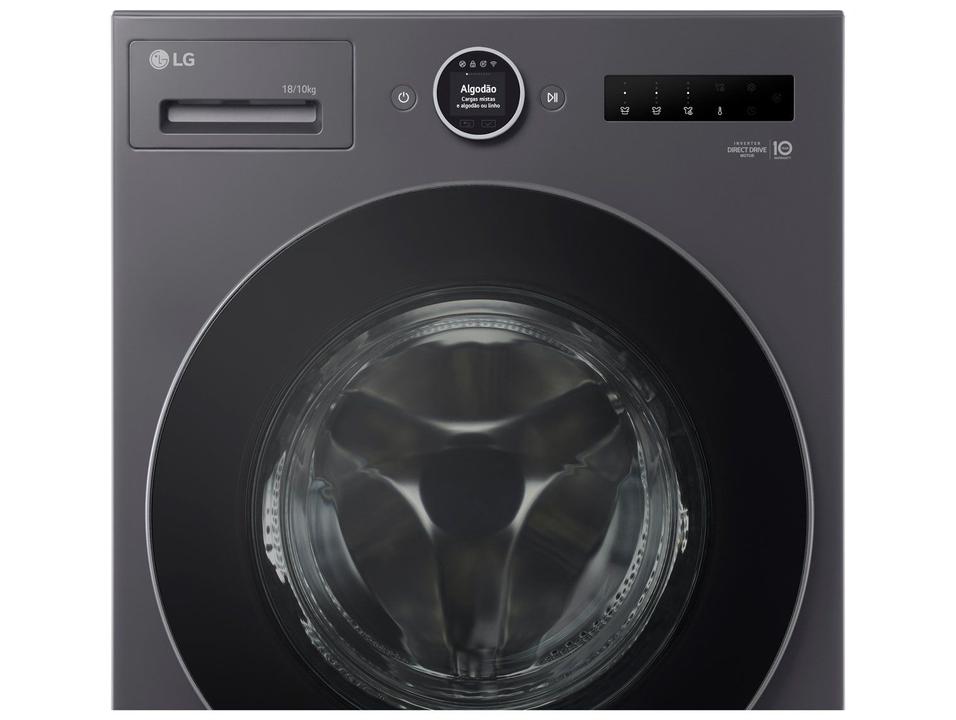 Lava e Seca Smart LG 18kg WD18GNT Motor Inverter Direct Drive Água Fria e Quente Black Inox - 17