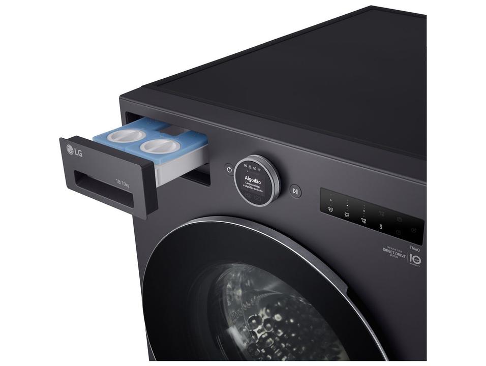 Lava e Seca Smart LG 18kg WD18GNT Motor Inverter Direct Drive Água Fria e Quente Black Inox - 15