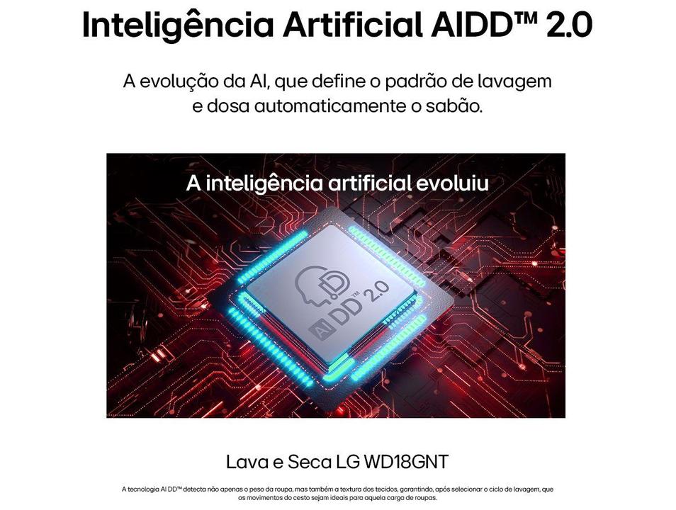 Lava e Seca Smart LG 18kg WD18GNT Motor Inverter Direct Drive Água Fria e Quente Black Inox - 3