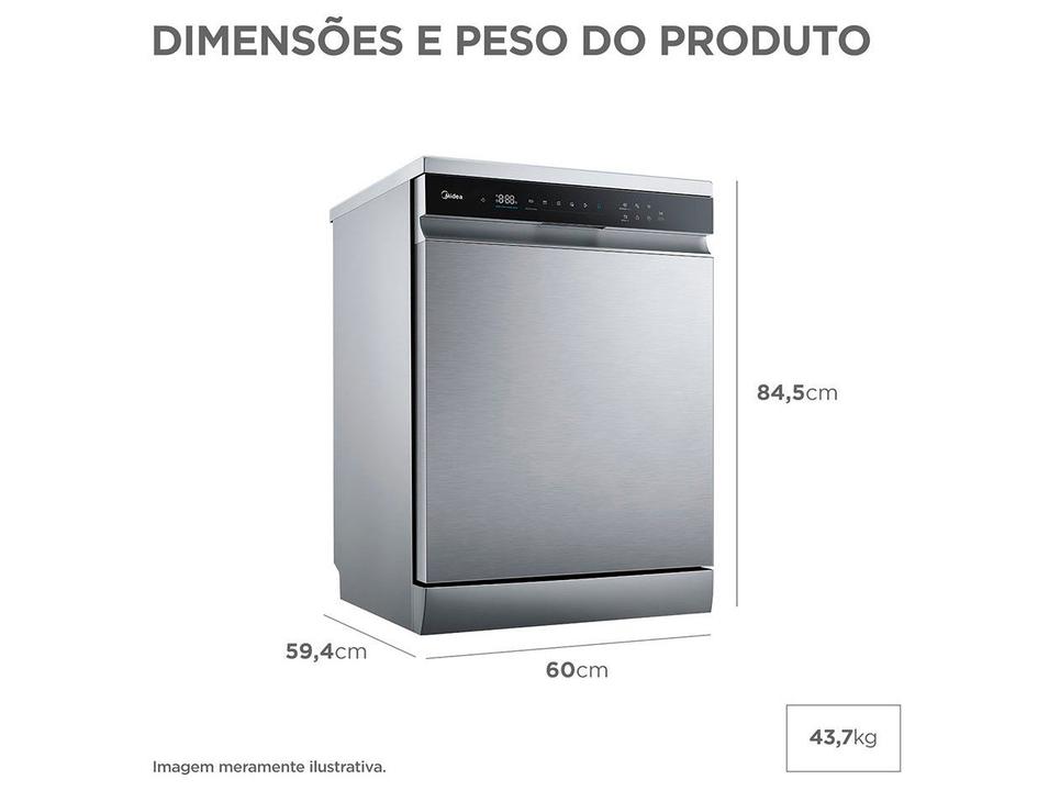 Lava-louças Midea 16 Serviços com Função Higienizar MDWEF1633GBS1 Inox - 4