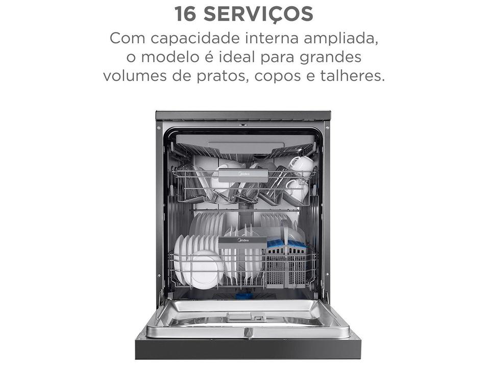Lava-louças Midea 16 Serviços com Função Higienizar MDWEF1633GBS1 Preto Inox - 2