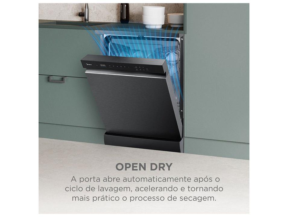 Lava-louças Midea 16 Serviços com Função Higienizar MDWEF1633GBS1 Preto Inox - 1