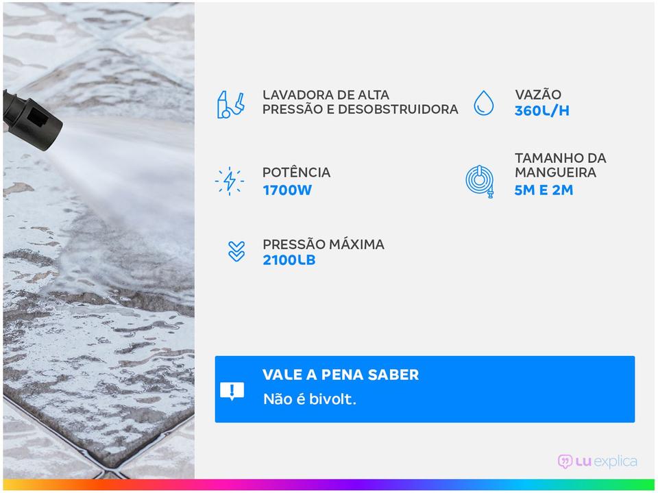 Lavadora de Alta Pressão Desobstruidora WAP - Combate Turbo Ultra 2600 2100 Libras 1700W - 1