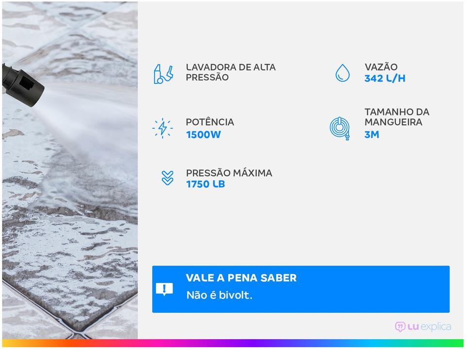 Lavadora de Alta Pressão WAP 1750 PSI 1500W Ousada Black 2200 - 1