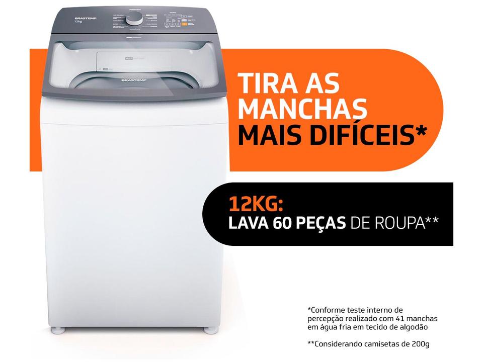 Lavadora de Roupas Brastemp 12Kg Cesto Inox - 12 Programas de Lavagem Branca BWK12AB - 110 V - 16