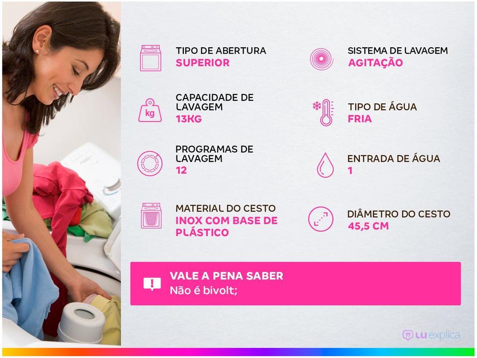 Lavadora de Roupas Brastemp 13kg Cesto Inox - 1