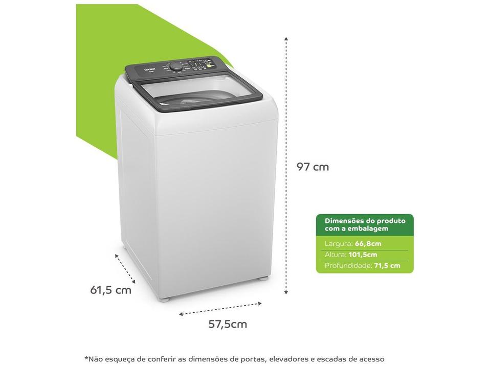 Lavadora de Roupas Consul 13kg Cesto Inox 12 Programas de Lavagem Branca CWN13AB - 16
