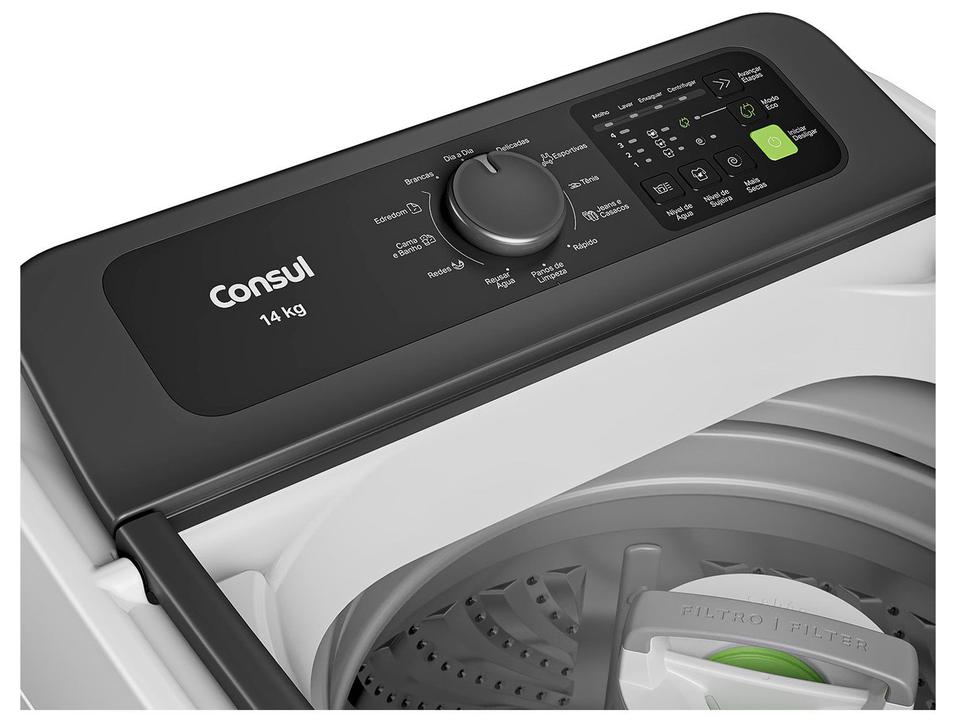 Lavadora de Roupas Consul 14kg Cesto Inox 12 programas Branco CWN14AB - 16