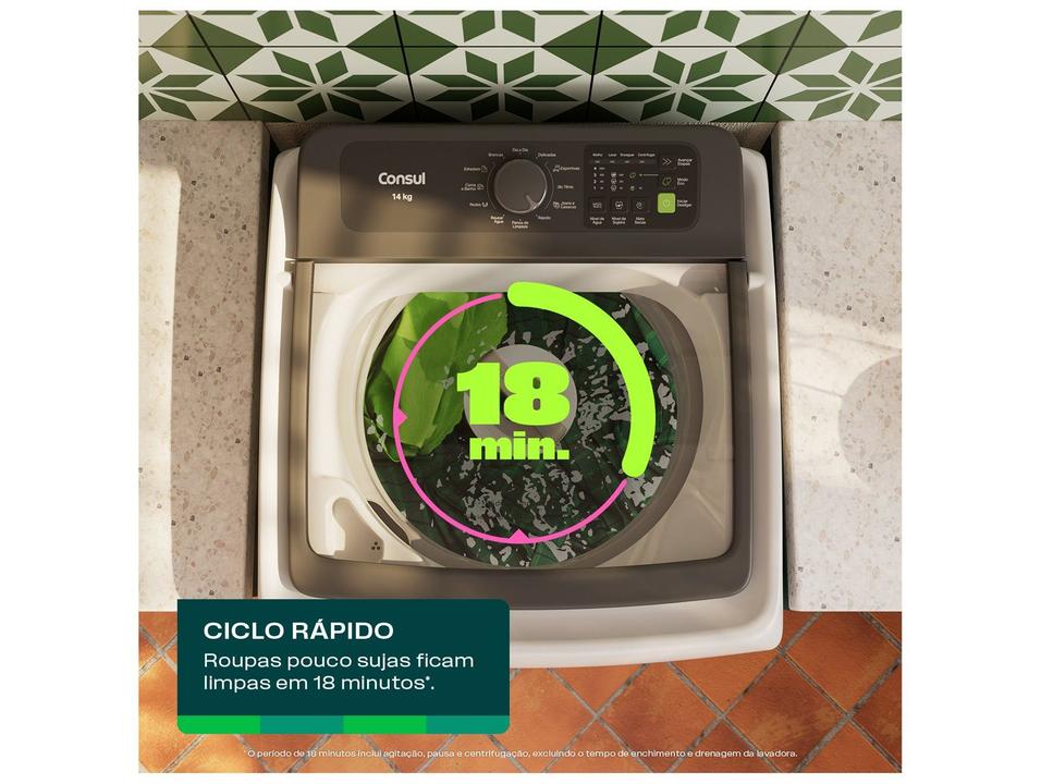 Lavadora de Roupas Consul 14kg Cesto Inox 12 programas Branco CWN14AB - 4