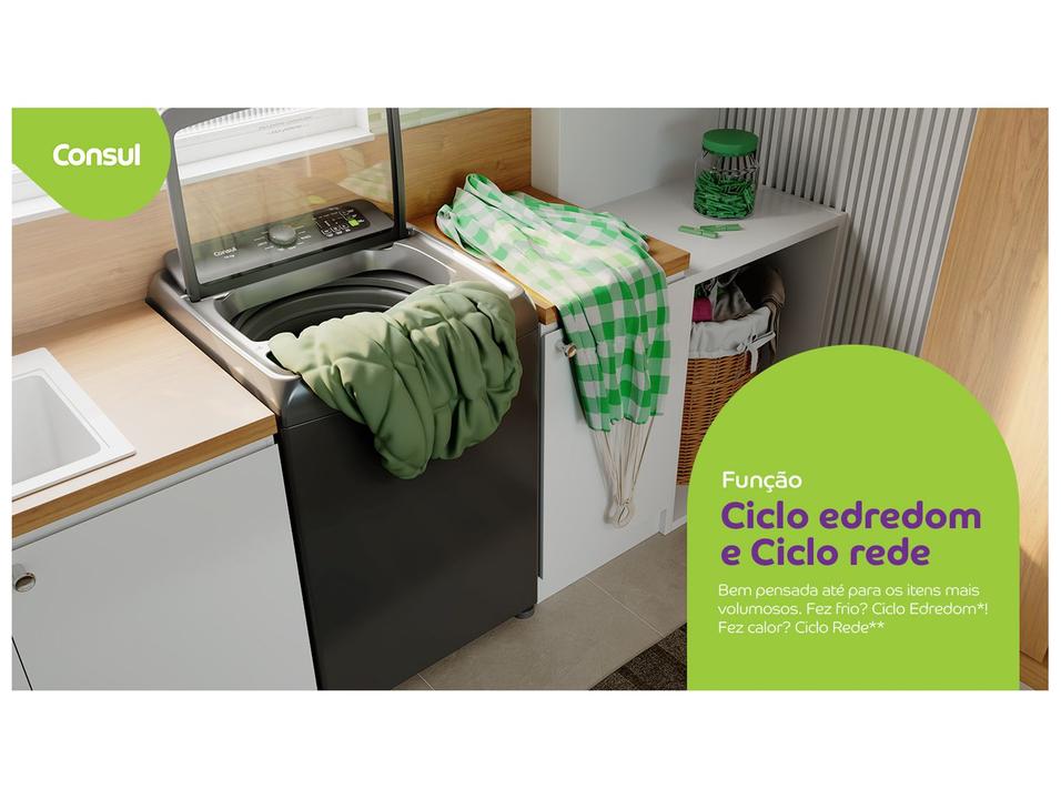 Lavadora de Roupas Consul 15kg 12 Programas de Lavagem Cinza Chumbo CWN15A9ANA - 1