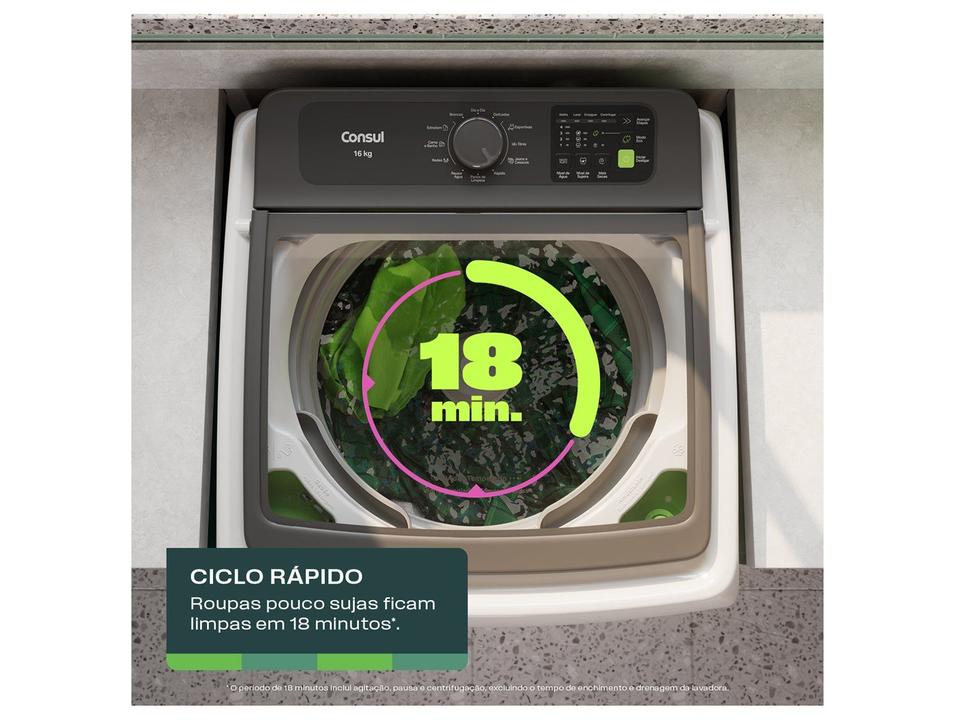 Lavadora de Roupas Consul 16kg Cesto Inox 12 programas Branco CWN16AB - 2