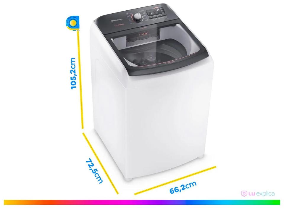 Lavadora de Roupas Electrolux 15kg Cesto Inox 11 Programas de Lavagem Branco Premium Care Jet&Clean e Time Control LEC15 - 15