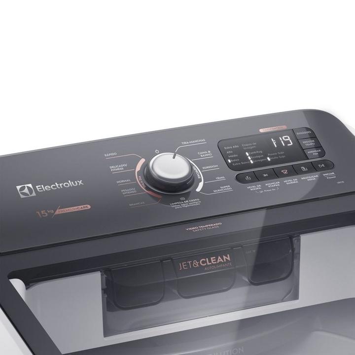 Lavadora de Roupas Electrolux 15kg Cesto Inox 11 Programas de Lavagem Branco Premium Care Jet&Clean e Time Control LEC15 - 5