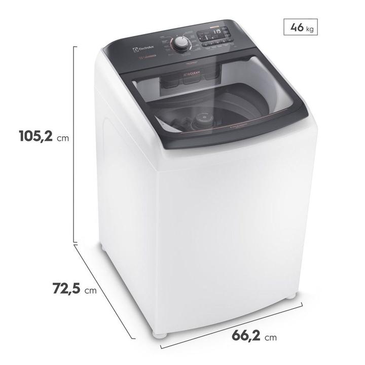Lavadora de Roupas Electrolux 15kg Cesto Inox 11 Programas de Lavagem Branco Premium Care Jet&Clean e Time Control LEC15 - 1