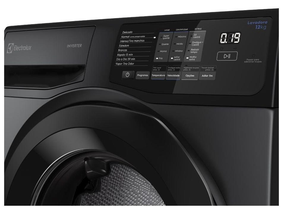Lavadora de Roupas Electrolux Inverter 12kg Cesto Inox 8 Programas de Lavagem Água Quente Cinza Ônix LFC12 - 5