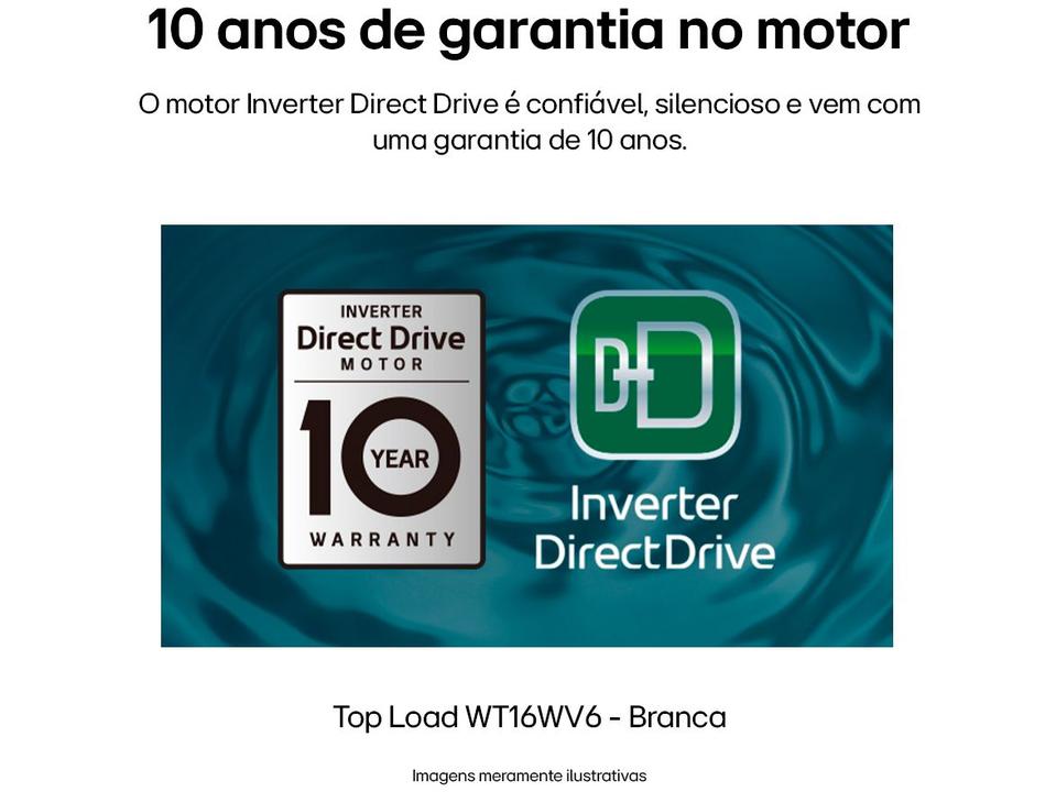 Lavadora de Roupas LG Inverter 16kg Cesto Inox Água Fria Branca WT16WV6A - 10