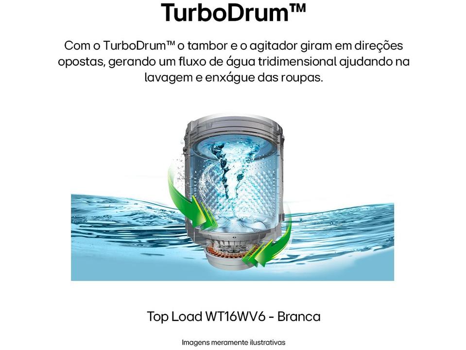 Lavadora de Roupas LG Inverter 16kg Cesto Inox Água Fria Branca WT16WV6A - 3